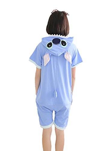 Yimidear Männer und Frauen, niedlich und schön Sommer Unisex Cartoon Cotton Anime Tier Pyjamas Cosplay Adult Lovers Nachtwäsche Pyjama Sets (S, Blue Stitch) von Yimidear