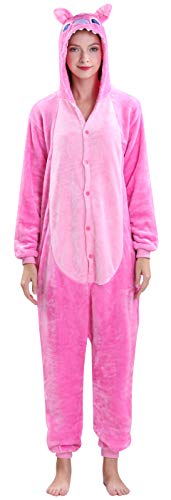 Yimidear Unisex Adult Pyjamas Cosplay Tier Onesie Nachtwäsche Nachtwäsche, Pink Stitch, XL von Yimidear