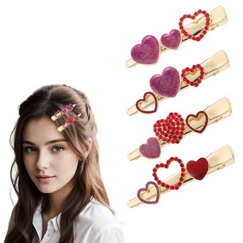 4 Stück Herz-Clips Exquisite Legierung Herzform Entenschnabel Haarnadeln Glitzer Strass Haarspangen für Frauen Valentinstag 4 Stück Herz-Clips Exquisite Legierung Herzform Entenschnabel Haarnadeln Glitzer Strass Haarspangen für Frauen Valentinstag von Yimluofa