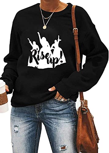 Yimoya Hamilton Lyrics Damen Sweatshirts Langarm Rise Up Musical Pullover Grafik Sweater Tops, A-Schwarz, L von Yimoya