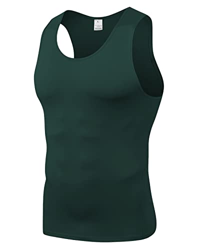 Tank Top Herren, Ärmellos Sportshirt Ärmelloses Shirt Achselshirt Muskelshirt Funktionsshirt Laufshirt für Männer Dunkelgrün M von Yimutian