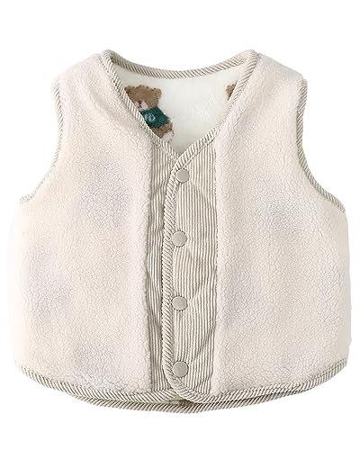 Yimutian Baby Kinder Winter Verdickte Fleeceweste Jungen Mädchen Mode Süßer Druck Weste Ärmellos Winterjacke Beige 110 von Yimutian