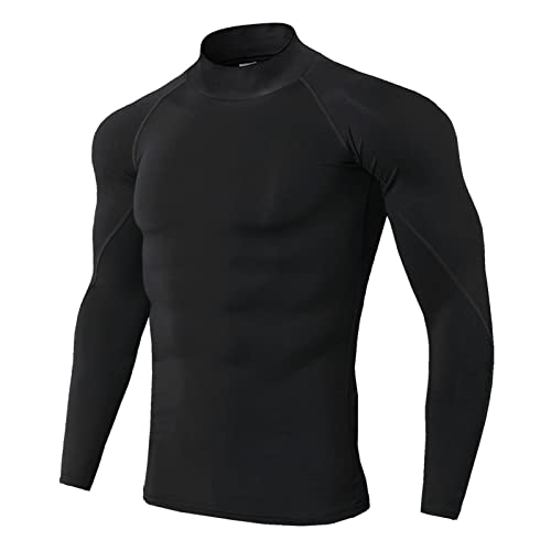 Yimutian Herren Laufshirt Funktionsshirt Langarmshirt Sportshirt Schnelltrocknend Kompressionsshirt Langarm für Gym Jogging Fitness Schwarz L von Yimutian