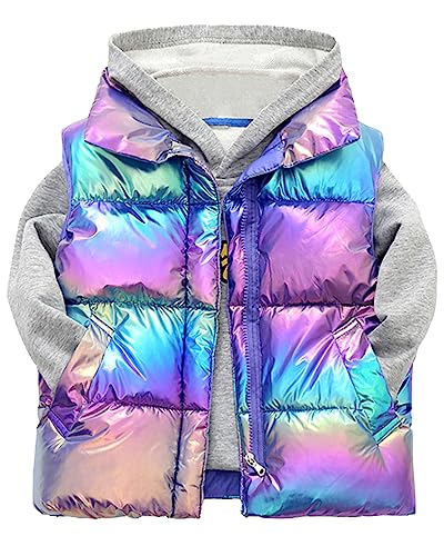 Yimutian Kinder Ärmellos Winterjacke Jungen Mädchen Warme Winter jacke Leichte Wasserbeständige Pufferweste mit Reißverschluss Schillerndes Blau 110 von Yimutian
