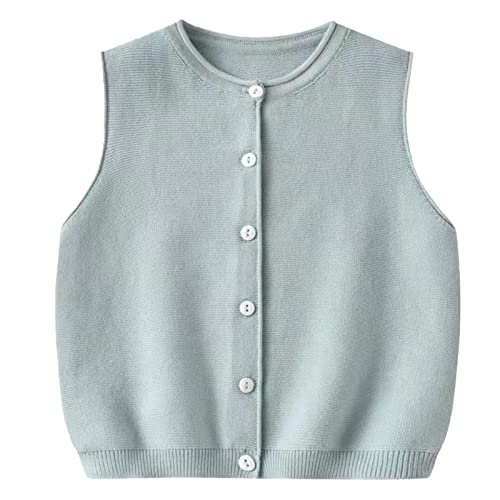 Yimutian Kinder Baby Jungen Strickweste, Mädchen Pullunder Ärmellos Baumwolle Sweater Pullover Kinder Gestrickte Weste Top Grau Blau 80 von Yimutian