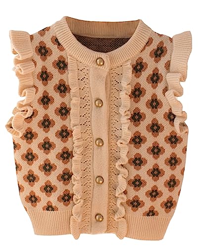 Yimutian Kinder Baby Mädchen Strickweste Pullunder Ärmellos Sweater Pullover Kinder Gestrickte Weste Top Orange 110 von Yimutian