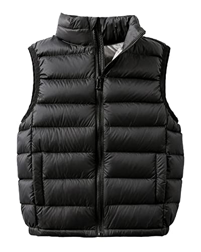 Yimutian Kinder Daunenweste Jungen Mädchen Warme Leichte Ärmellos Winterjacke Steppweste Winter jacke Pufferweste mit Reißverschluss Schwarz 170 von Yimutian