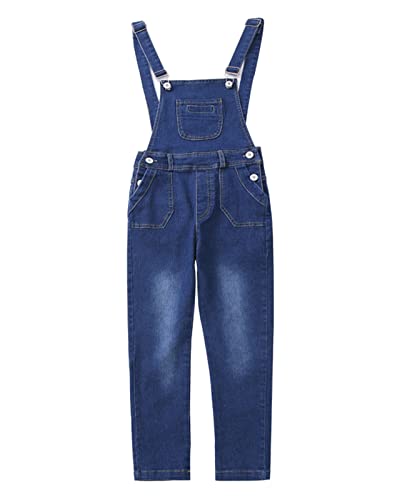 Yimutian Mädchen Denim Overall Verstellbarer Schultergurt Kinder Jeans Latzhose für Mädchen Jeans Hose mit Hosenträger Blau 160 von Yimutian