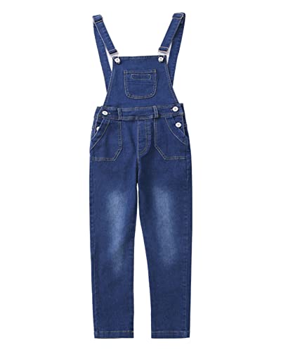 Yimutian Mädchen Denim Overall Verstellbarer Schultergurt Kinder Jeans Latzhose für Mädchen Jeans Hose mit Hosenträger Blau 170 von Yimutian