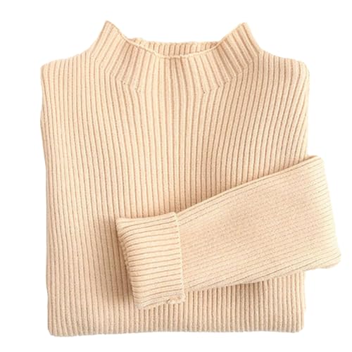 Yimutian Mädchen Jungen Strickpullover Kinder Einfarbig Sweater Herbst Winter Langarm Strickpulli Aprikose 150 von Yimutian