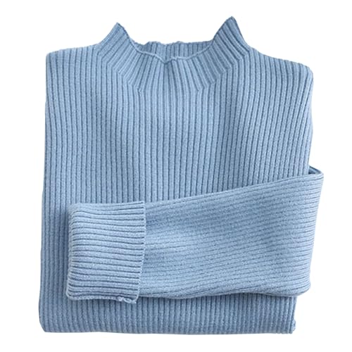 Yimutian Mädchen Jungen Strickpullover Kinder Einfarbig Sweater Herbst Winter Langarm Strickpulli Hellblau 160 von Yimutian