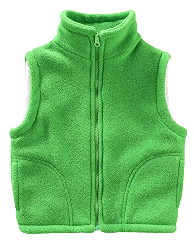 Yimutian Unisex Kinder Fleeceweste Jungen Mädchen Winter Verdickte Weste Stehkragen Reißverschluss Ärmellose Kinderjacke Grün 110 von Yimutian