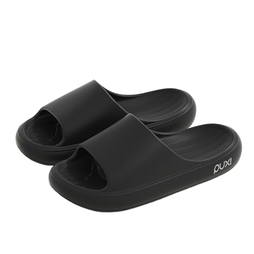 Yimuzche Hausschuhe für Damen und Herren, aus EVA, rutschfest, Sandalen mit dicker Sohle, bequem, Schwarz , 42/43 EU von Yimuzche