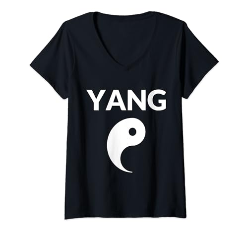 Damen Yin Yang Kostüm Paarkostüme Partnerkostüme Mann Frau Paare T-Shirt mit V-Ausschnitt von Yin Yang Paarkostüm Erwachsene Fasching Karneval