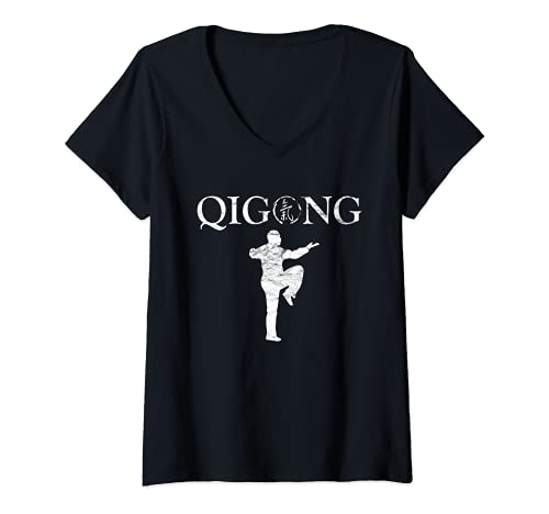Damen Tai Chi Qi Gong Chigong Chinesische Meditation Qigong T-Shirt mit V-Ausschnitt Damen Tai Chi Qi Gong Chigong Chinesische Meditation Qigong T-Shirt mit V-Ausschnitt von Ying Yang Chinesisch Meditieren Qigong Taichi