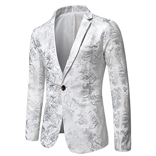 Anzug Herren Modern Luxus Anzugjacke Herren Slim Fit Revers Blazer Herren Herbst Winter Langarm Abendessen Hochzeit Party Abschlussball Business Jacken Herren P-White3 M von Ying