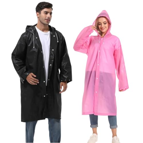 YingErTool 2 Stück Regenponchos Regenjacke Regenmantel für Damen Herren, EVA Regenbekleidung Regencape Wasserdicht für Wandern Radfahren Camping und Reisen von YingErTool