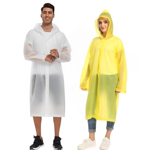 YingErTool 2 Stück Regenponchos Regenjacke Regenmantel für Damen Herren, EVA Regenbekleidung Regencape Wasserdicht für Wandern Radfahren Camping und Reisen von YingErTool