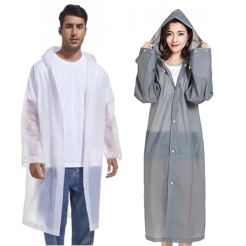 YingErTool 2 Stück Regenponchos Regenjacke Regenmantel für Damen Herren, EVA Regenbekleidung Regencape Wasserdicht für Wandern Radfahren Camping und Reisen von YingErTool