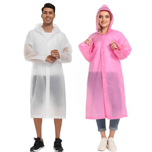 YingErTool 2 Stück Regenponchos Regenjacke Regenmantel für Damen Herren, EVA Regenbekleidung Regencape Wasserdicht für Wandern Radfahren Camping und Reisen von YingErTool