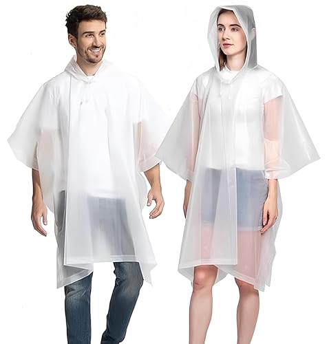 YingErTool 2 Stück Wasserdichter Regenponcho, Leichter Wiederverwendbar Regen Mantel mit Kapuze, Tragbarer Notfall-Poncho für Männer Frauen Erwachsene Familie, Wandern, Radfahren, Camping von YingErTool