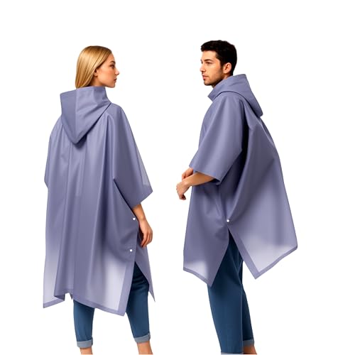 YingErTool 2 Stück Wasserdichter Regenponcho, Leichter Wiederverwendbar Regen Mantel mit Kapuze, Tragbarer Notfall-Poncho für Männer Frauen Erwachsene Familie, Wandern, Radfahren, Camping von YingErTool