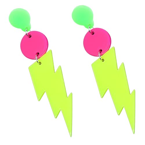 1 Paar 80er 90er Acryl Blitz Bolzen Ohrringe,Neon Ohrringe,Neon Accessoires,Retro Acryl ohrringe neon,80er Jahre Outfit Damen Mottoparty,80er Jahre Damen für Mottoparty Kostüm Party Maskerade von YingMengZhiGe