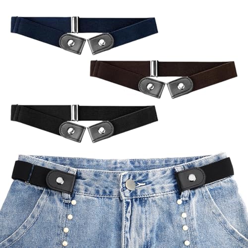 3 Stück Gürtel Ohne Schnalle,Elastischer Gürtel für Damen und Kinder,Unsichtbare Verstellbare Schnallenfreier zum Enger des Jeans,Hosen,Schuluniform,Mode Damengürtel,Stretchgürtel Leder Kindergürtel von YingMengZhiGe