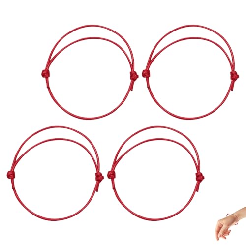 4 Stück Kabbala Armband Rot,Rotes Armband Damen,Handgewebte Tibetisches Glücksarmband Damen & Herren,Einstellbares Schutzarmband,Red String Bracelet,Roter Faden Armband für Schutz vor Bösen Augen von YingMengZhiGe
