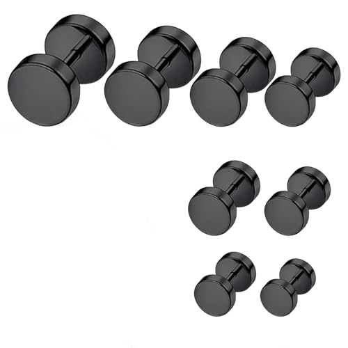 8 Paar Schwarze Ohrstecker,Ohrringe Männer,Fake Plug,Ohrringe Herren,Mode Earrings Men,Multifunktional Titanlegierung Material,Geeignet Für Damen Und Herren Modische Hypoallergene ohrringe (3mm -10mm) von YingMengZhiGe