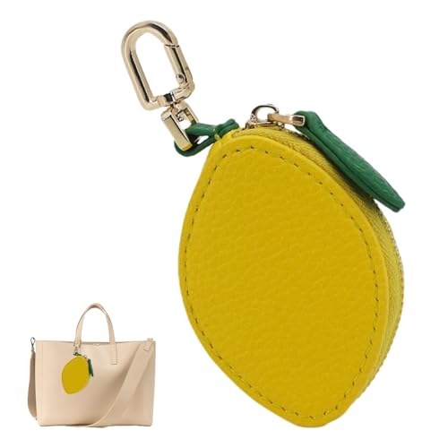 Niedlicher Schlüsselanhänger,Sweet Leather Bag Charm,Cartoon Schlüsselbund,Y2K Keyring with Zip,Schoolgirl Handbag Charm,Obst Schlüsselringe,Handtaschenanhänger Taschenverzierung (Zitrone Anhänger) von YingMengZhiGe