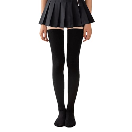 Overknee Strümpfe 80cm Damen Extra Lange Socken,Einfarbig Kniestrümpfe Lange Warme Hohe Socke Mädchen Oberschenkelsocken,Kniehohe Sport-Cheerleading Kniestrümpfe,Lässige Hoch Booten Strümpfe (Schwarz) von YingMengZhiGe