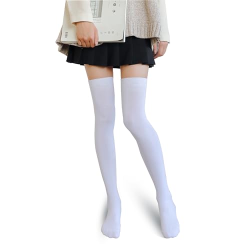 Overknee Strümpfe 80cm Damen Extra Lange Socken,Einfarbig Kniestrümpfe Lange Warme Hohe Socke Mädchen Oberschenkelsocken,Kniehohe Sport-Cheerleading Kniestrümpfe,Lässige Hoch Booten Strümpfe (Weiß) von YingMengZhiGe