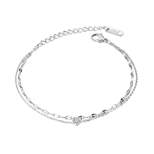 YingMengZhiGe Armband Damen Silber Edelstahl, Schmuck Armband Silber Damen Verstellbar Armkette damen, silber armband Geschenk Schmuck für Freundin Mutter Tochter von YingMengZhiGe