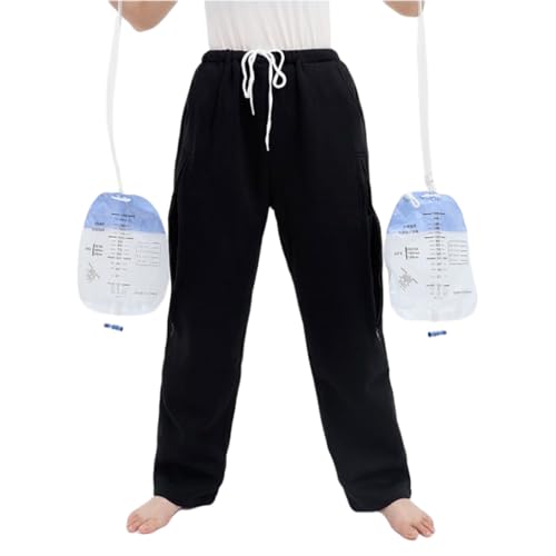 YingXue Katheter-Beintaschen-Hose, Urinbeutelhalter für Herren/Damen, doppelte Reißverschlusstaschen für 2000 ml Katheterbeutel, Schwarz, XXL von YingXue