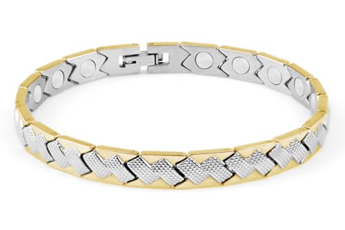 Dezentes Magnetschmuck Armband mit 20 Magneten medizinischer Edelstahl im Stil bicolor. Länge 16cm. Deutsche Firma mit Garantie von Yinga-Vital