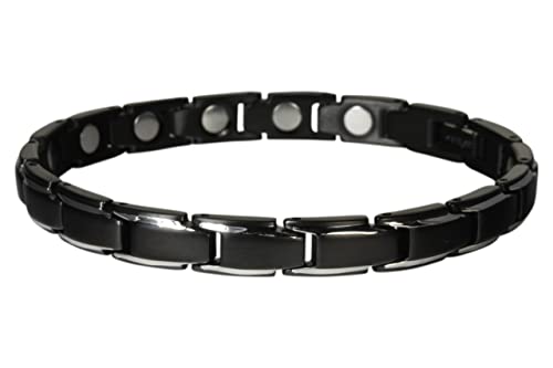Extrastarkes Yinga-Vital Magnetarmband mit 18 Neodym Magneten im Stil Black-Silver. 18 Extrastarke Magnete, Länge 16cm. Deutsche Firma mit Garantie von Yinga-Vital