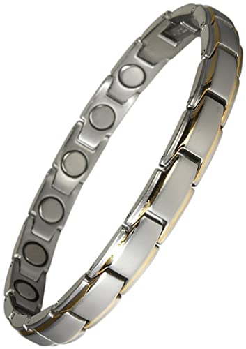 Extrastarkes Magnetarmband mit 18 Neodym Magneten im Stil bicolor, teilweise vergoldet, Länge 20cm. Deutsche Firma mit Garantie. Extrastarkes Magnetarmband mit 18 Neodym Magneten im Stil bicolor, teilweise vergoldet, Länge 20cm. Deutsche Firma mit Garantie. von Yinga-Vital