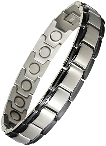 Extrastarkes Magnetarmband mit 18 Neodym Magneten von Yinga-Vital. Stil Silber-Schwarz. Länge 17,5cm. Deutsche Firma mit Garantie. von Yinga-Vital