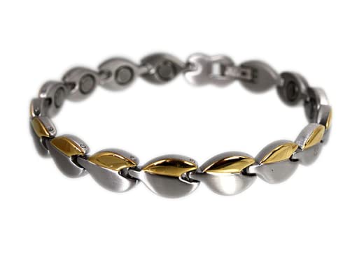 Premium Magnetschmuck Armband Modell „Tropfen“ für Damen im Stil Bicolor mit 15 Magneten. Länge 20,7cm von Yinga-Vital