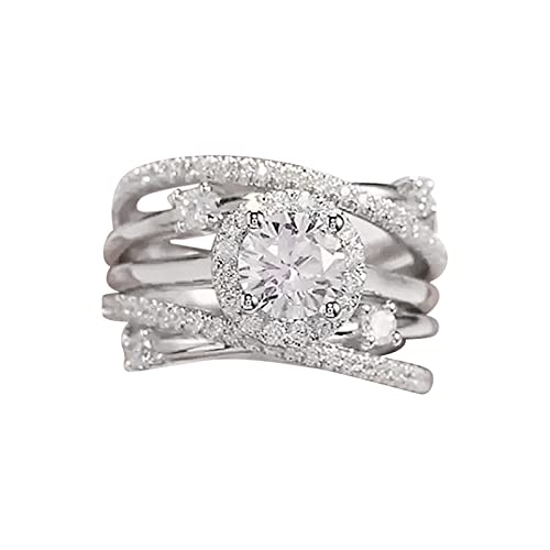 2022 Ring Edelstahl Bunte Diamant Kette Rotierender Ring Modeschmuck Frauen Titan Stahl Ring Schmuck Ringe für Teenager, B, Einheitsgröße von Yinguo