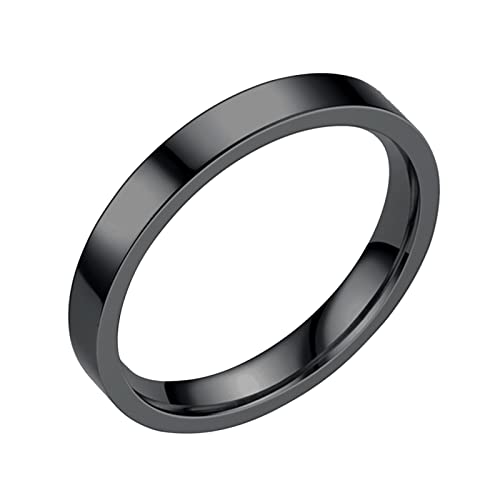 3 mm Edelstahl-Ringe für Damen, Ringe für Herren, glatte Ringe, Geometrieringe, Größe 6, 13 Ringe, dick, Schwarz , 9 von Yinguo