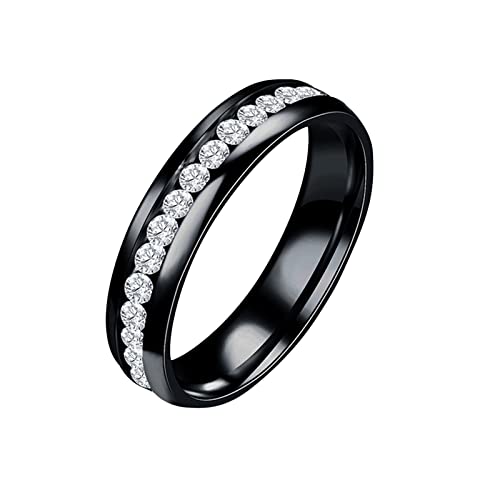 6MM Titan Stahl Diamant Sandgestrahlt Ringe Ehering Ringe für Frauen Ringe für Mädchen Mattiert Ringe Geometrie Ringe Größe 6 bis 13 Daumen Ring, Schwarz , 32 von Yinguo