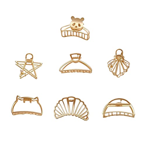7 x Haarklammern, Haarspangen, niedliches Gold, modisches Schönheitszubehör für Frauen und Mädchen, Locken-Clips (Gold-2, Einheitsgröße) von Yinguo