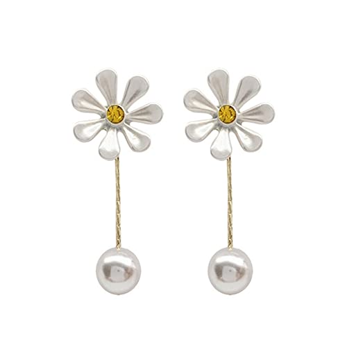 All Matchs Daisy Flower Pearl Ohrringe Simple And Temperament Girly Kleine Fresh Ohrringe French Barrette Haarspangen (Gold #1, Einheitsgröße) von Yinguo