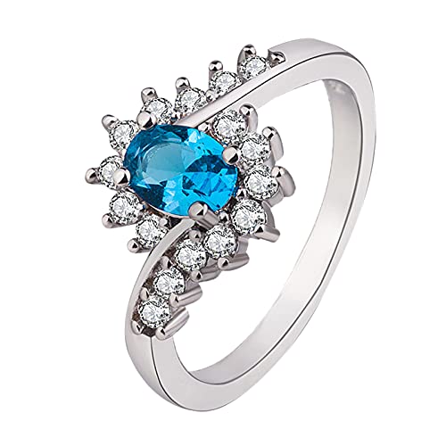Anime Ring Ringe und Silber für Damen Strass Glänzende Ringe Herren Damen Ringe Ring Das sagt, blau, 34 von Yinguo
