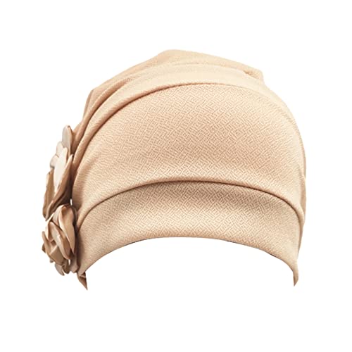 Baumwoll-Stirnbänder für Frauen Kopfhut Kappe ethnisch böhmische vorgebundene Zopf Haarabdeckung Wrap Turban Kopfbedeckung Hut (Khaki-E, Einheitsgröße) von Yinguo