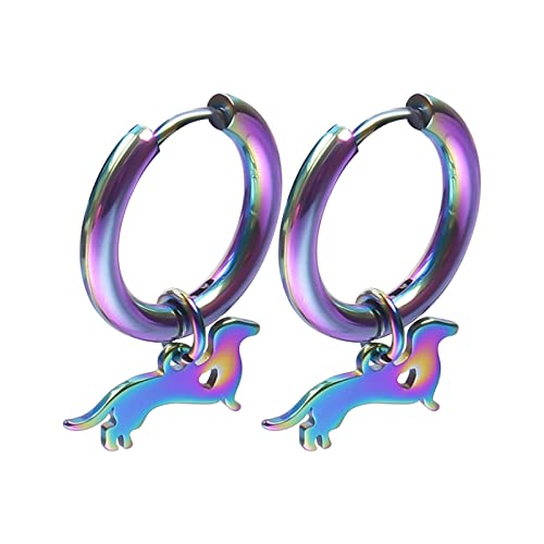 Bling Hoop Ohrringe für Frauen Wurst Hund Ohrringe Edelstahl Metall Kreative Persönlichkeit Modeschmuck Herz Statement Ohrringe, B, Einheitsgröße von Yinguo