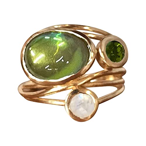 Bohemian Abalone Ring Sorgenring Einfarbig Hammer Gürtel Ring Liebe Ring für Männer und Frauen Ringe für Männer Pack, gold, 32 von Yinguo