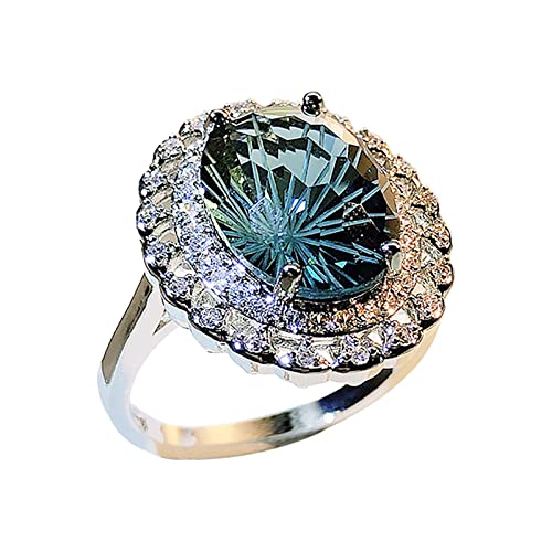 Bündel Ringe Blauer Damenring Natürlicher Blauer Stein Damenring Diamantring Natürlicher Edelstein Ring, blau, C von Yinguo